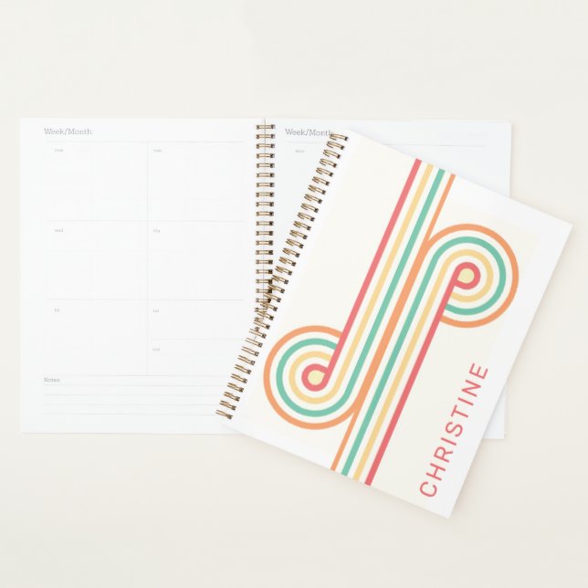 Cute Retro Rainbow Line Art  Planner (Display)