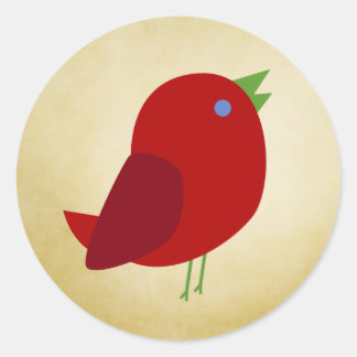 Cute Retro Red Bird Classic Round Sticker