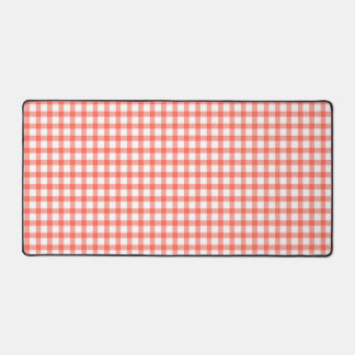 Cute Retro Red Gingham Plaid pattern Desk Mat