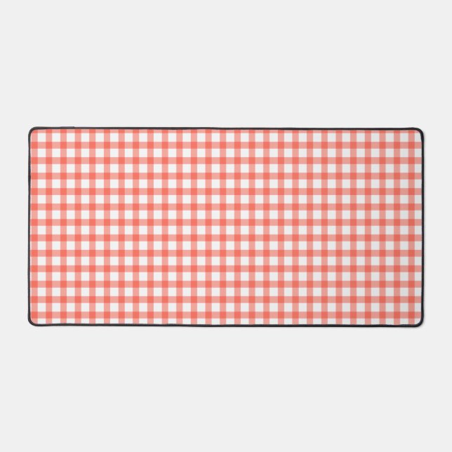 Cute Retro Red Gingham Plaid pattern Desk Mat (Front)
