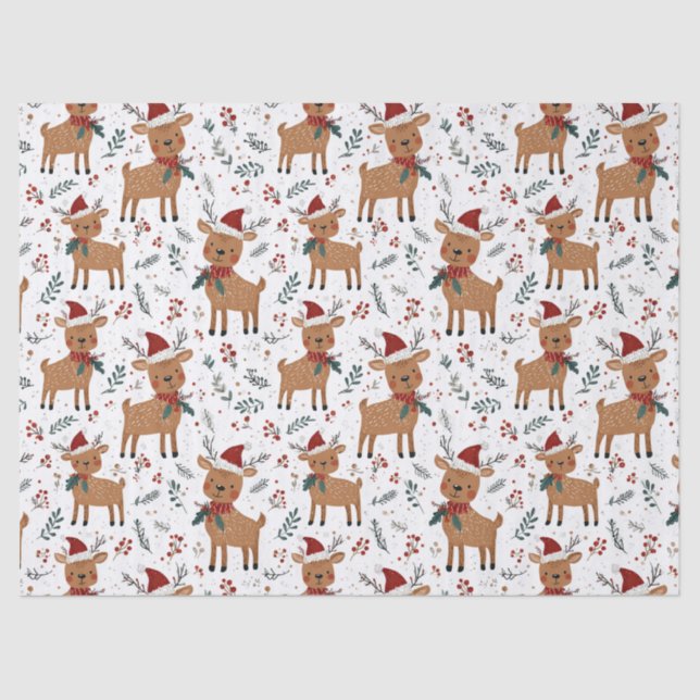 Cute Retro Reindeer Christmas Tissue Paper (Front)