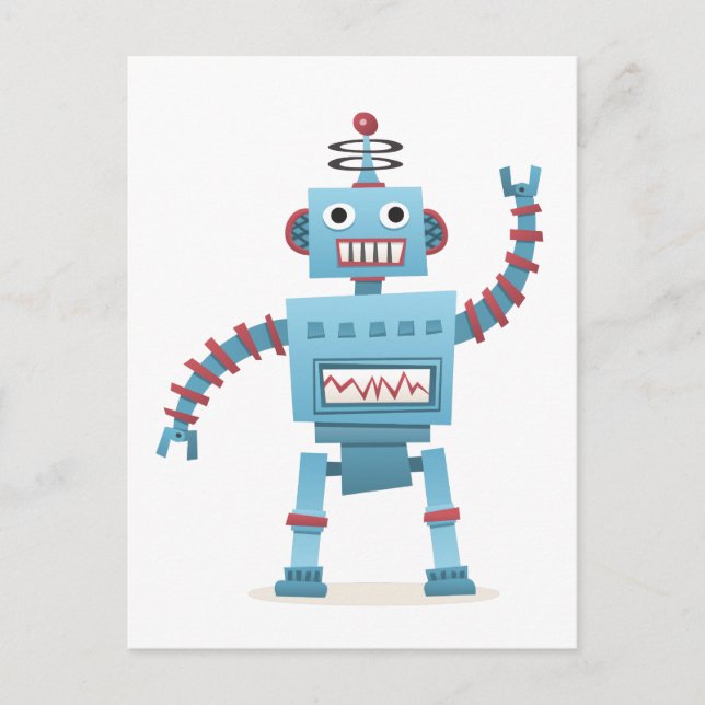 Cute retro robot android kids cartoon postcard (Front)