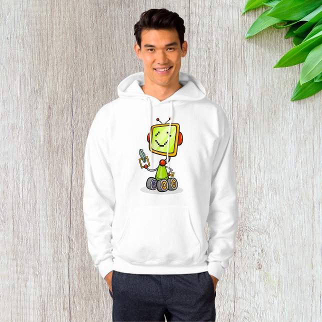 Cute Retro Robot Cartoon Fun AI Tech Digital Art  Hoodie (Creator Uploaded)