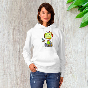 Cute Retro Robot Cartoon Fun AI Tech Digital Art  Hoodie