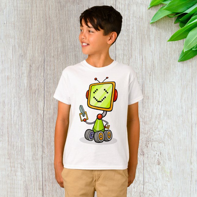 Cute Retro Robot Cartoon Fun AI Tech Digital Art  T-Shirt (Creator Uploaded)