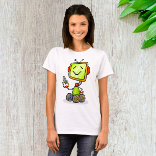 Cute Retro Robot Cartoon Fun AI Tech Digital Art  T-Shirt