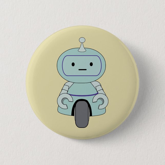 Cute Retro Robot Illustration 2 Inch Round Button (Front)