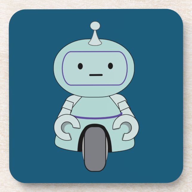 Cute Retro Robot Illustration Coaster (Front)