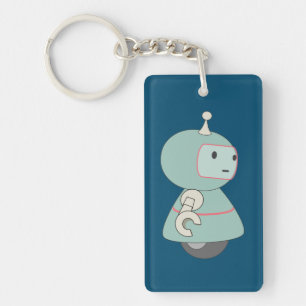 Cute Retro Robot Illustration Keychain