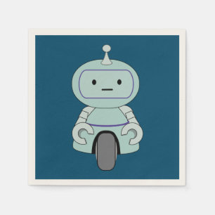 Cute Retro Robot Illustration Napkin