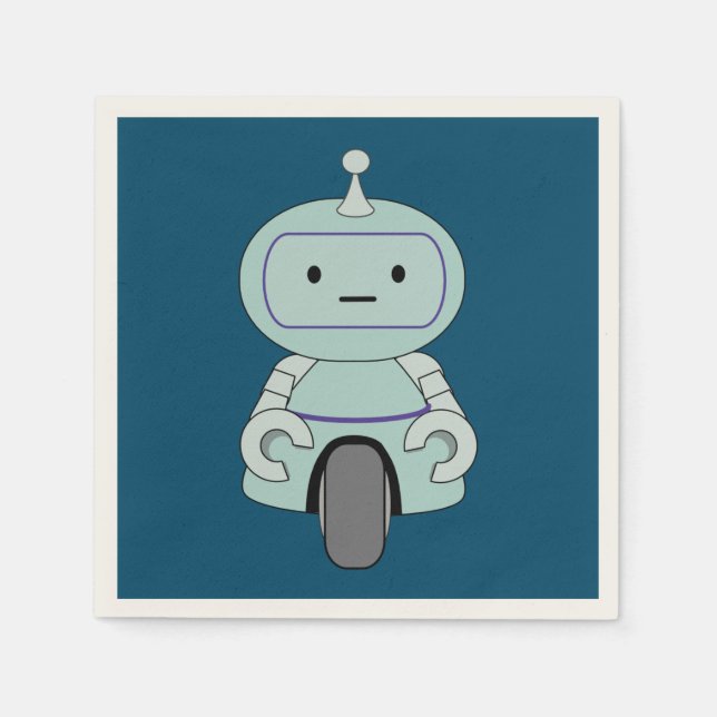 Cute Retro Robot Illustration Napkin (Front)