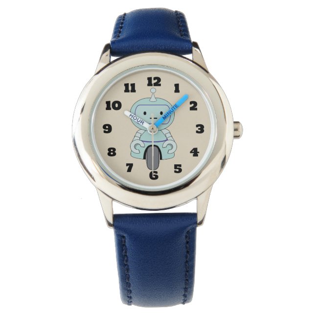 Cute Retro Robot Illustration Watch (Front)
