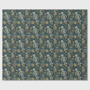 Cute Retro Robots & Sci-Fi Futuristic Machines Art Wrapping Paper