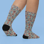 Cute Retro Robots Sci-Fi Themed Socks<br><div class="desc">Add a retro sci-fi touch to your feet with these illustrated socks. Illustrations of cute vintage robots in shades of red and blue along with some coordinating hex nuts are set against a tan background on these patterned socks.</div>