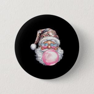 Cute Retro Santa Christmas Blowing Bubble Gum Vint 2 Inch Round Button