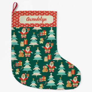Cute Retro Santa Customizable Christmas Stocking