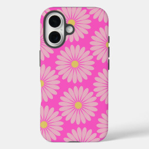 Cute Retro Scandinavian Flower Pattern in Pink   iPhone 16 Case