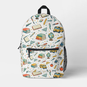 Cute Retro School Icons Pattern Back to School Printed Backpack