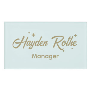Cute Retro Script Employee Name Tag