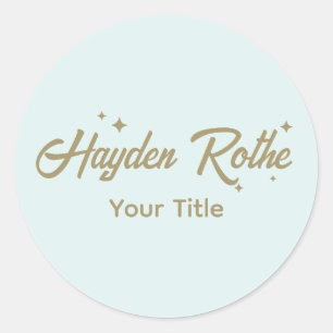 Cute Retro Script Pastel BLue Classic Round Sticker