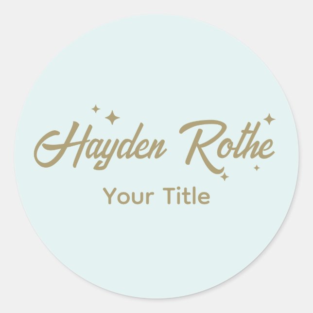 Cute Retro Script Pastel BLue Classic Round Sticker (Front)