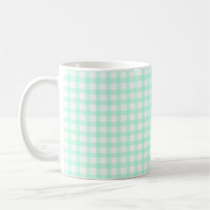Cute Retro Sea Green Gingham Plaid pattern Coffee Mug