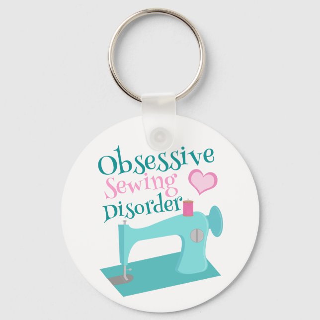 Cute Retro Sewing Machine Seamstress Keychain (Front)