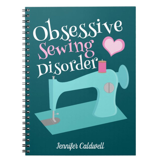 Cute Retro Sewing Machine Seamstress Notebook (Front)