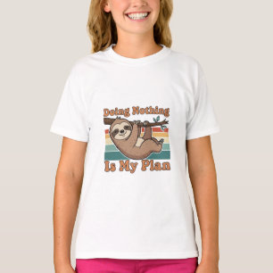 Cute Retro Sloth Girls Graphic T-Shirt