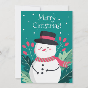 Cute Retro Snowman Merry Christmas Holiday Card