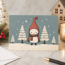 Cute Retro Snowman Winter Christmas
