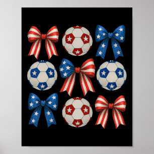 Cute Retro Soccer Girl Coquette Bow For Women Mom Poster