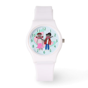 Cute Retro Sock Hop Monkey Cartoon Characters Watch