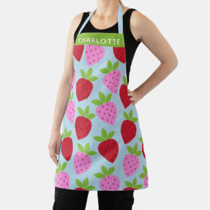Cute Retro Strawberry Fruit Pattern Personalized Apron