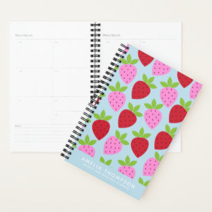 Cute Retro Strawberry Fruit Pattern Personalized Planner
