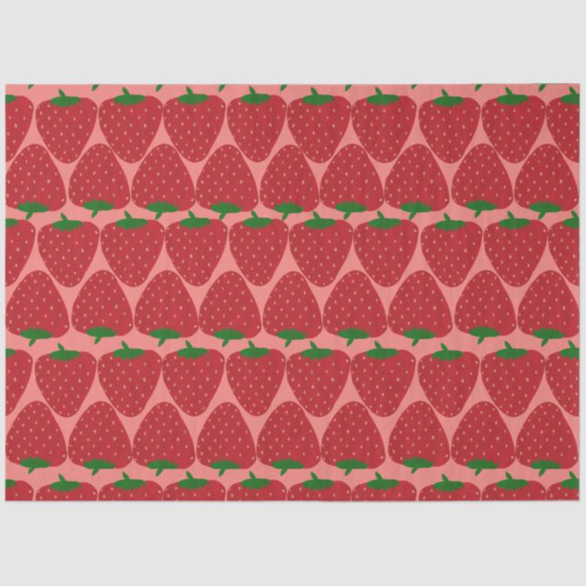 Cute Retro Strawberry Pattern in Red and Pink Tissue Paper (Front)