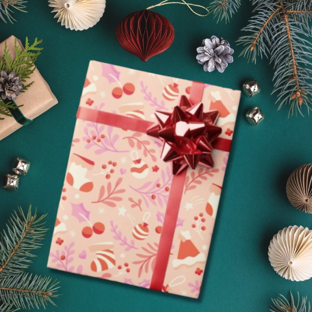 Cute Retro Style Christmas Pattern Wrapping Paper (Creator Uploaded)