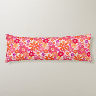 Cute Retro Style Floral Pattern Orange Pink Body Pillow