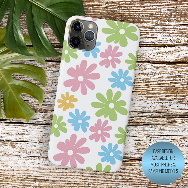 Cute Retro Summery Colours Flower Art Pattern Case-Mate iPhone Case (Creator Uploaded)