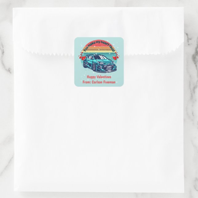 Cute Retro Sun Kids Valentines Car Square Sticker (Bag)