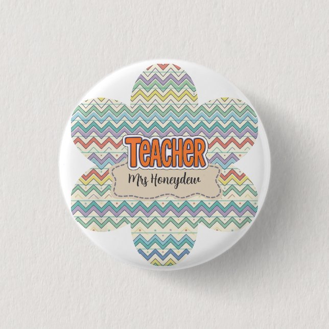  Cute Retro Teacher Appreciation Pattern  1 Inch Round Button (Front)