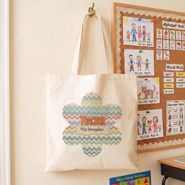  Cute Retro Teacher Appreciation Pattern  Tote Bag (Creator Uploaded)