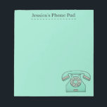 Cute Retro Teal Telephone Personalised Phone Pad<br><div class="desc">Cute personalised phone pad with teal retro telephone illustration.</div>