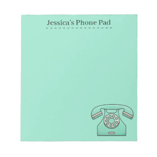 Cute Retro Teal Telephone Personalised Phone Pad