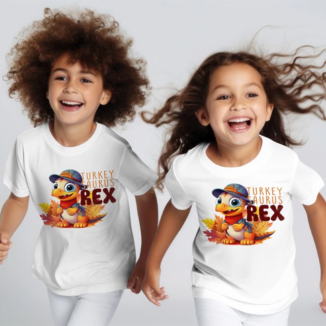Cute Retro Thanksgiving "Turkey Taurus Rex" Kids T-Shirt (Creator Uploaded)