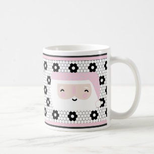 Cute Retro Tile Pink Christmas Coffee Mug