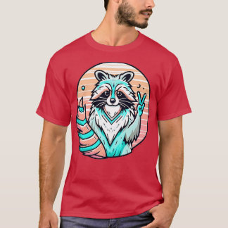 Cute Retro Trash Panda Peace Out T-Shirt