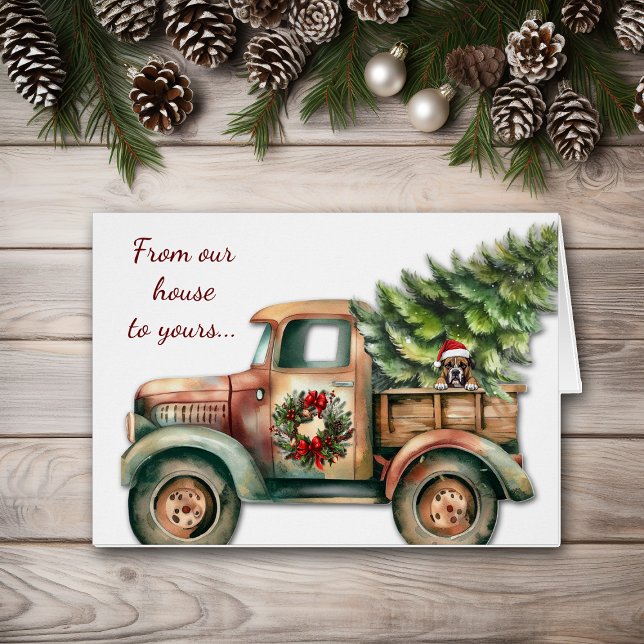 Cute Retro Truck Boxer Dog Christmas (Creator Uploaded)