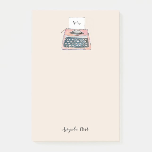Cute retro Typewriter pink Notepad (Front)