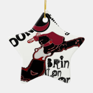 Cute retro vintage Bring it On Moon Landing HoHoHo Ceramic Ornament